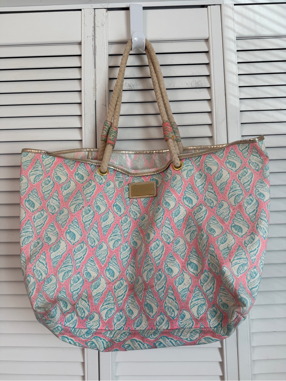 Lilly Pulitzer Let’s Cha Cha Shoreline Beach Tote Pink Bag 19” Large Vacation